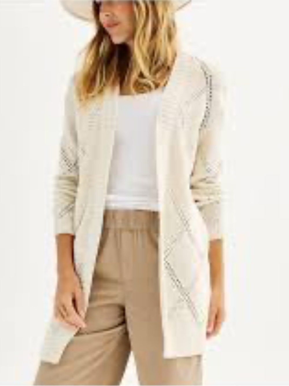 Style & Co.Cream Open-Front Cardigan Sweater Size-Small Soft Neutral Luxe